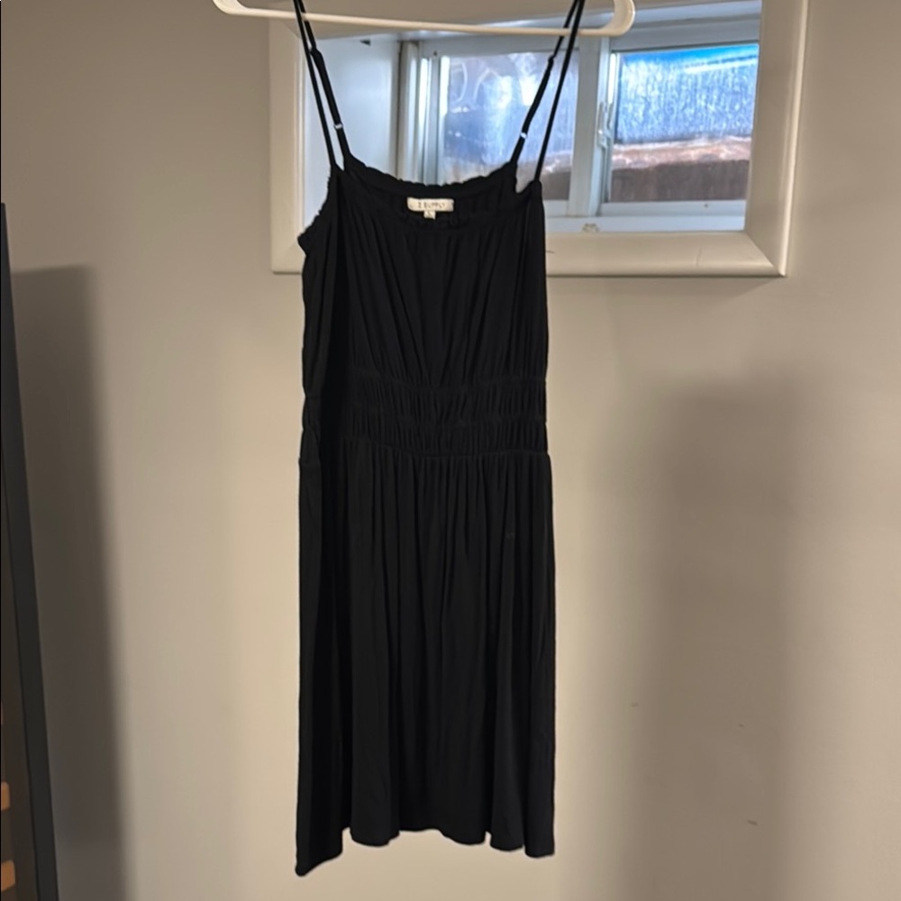 Z Supply Black Smocked Pleated Mini Dress - knee length size Medium